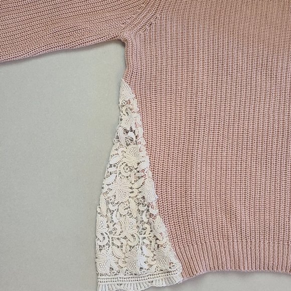 Forever 21 Blush Colored Knit Sweater with Lace Cut Outs - Picture 6 of 9